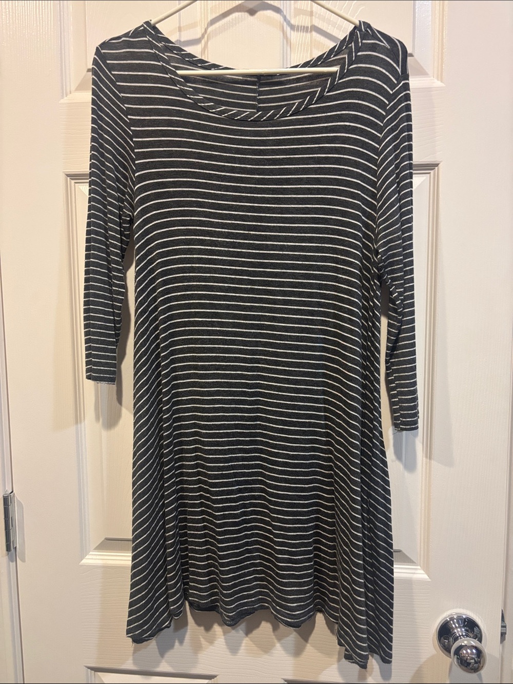 Pinko Black & White Striped Long Sleeve Swing Dress
